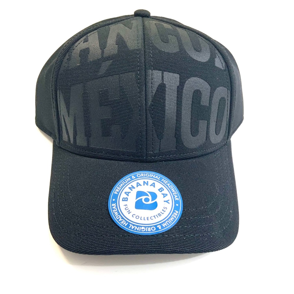 NWT Banana Bay Black Monochrome Cancun Mexico Baseball Cap Hat Adjustable